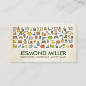 ガーデニングサービス – カラフルアイコンのパターン 名刺 (正面)