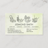 ガーデニングサービス – 手引き線イラストレーション 名刺 (正面)