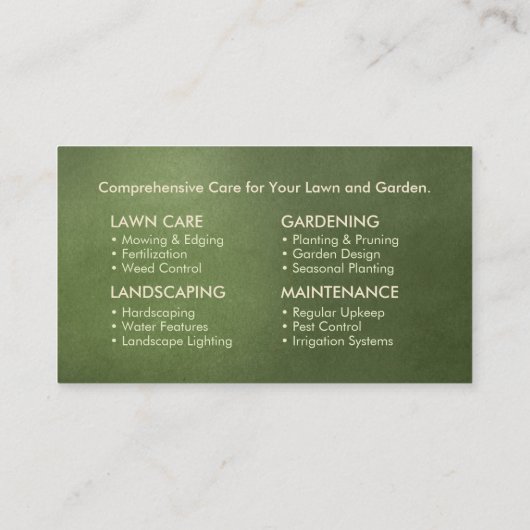 ガーデニングサービス – 手描きイラストレーション 名刺 (裏面)