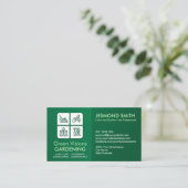 ガーデニングサービス – 白いアイコン 名刺 (スタンド正面)