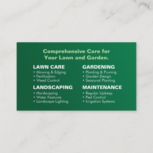 ガーデニングサービス – 白いアイコン 名刺 (裏面)