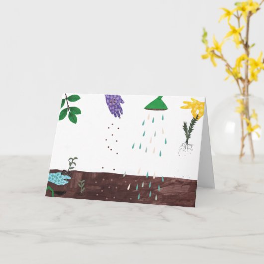 ガーデニングシーズン到来！ | ガーデナーイラスト カード (黄色い花)