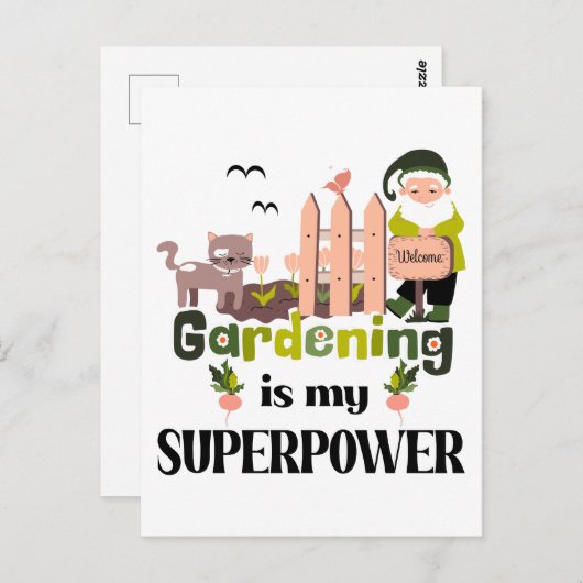ガーデニングスーパーパワー、かわいいガーデナー ポストカード (正面/裏面)