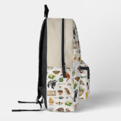 ガーデニングツールと動物のパターン3文字モノグラム プリントバックパック (左)