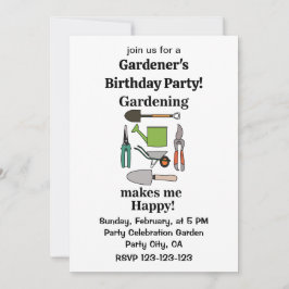 ガーデニングツールガーデニング庭師の誕生日パーティー 招待状