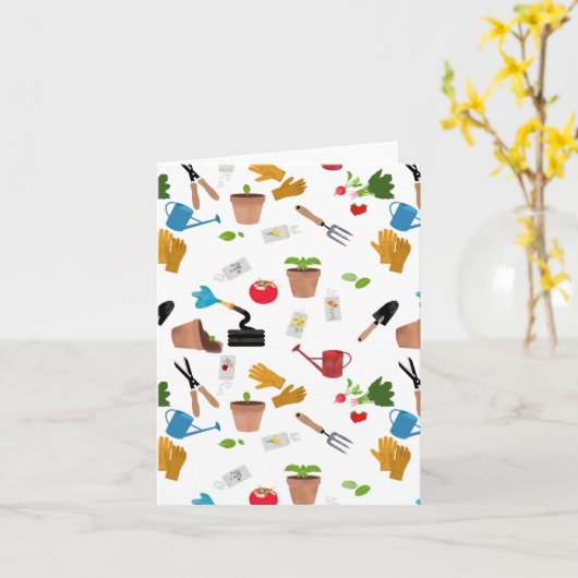 ガーデニングツールプラントガーデナー子供部屋パターン カード (黄色い花)