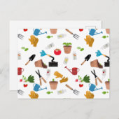 ガーデニングツールプラントガーデナー子供部屋パターン シーズンポストカード (正面/裏面)