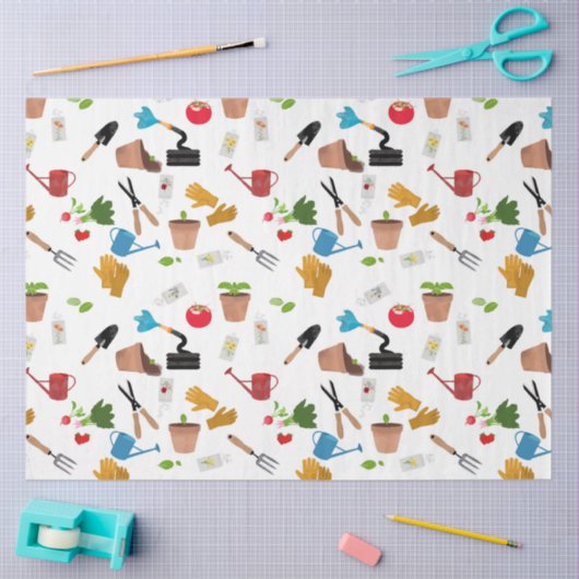 ガーデニングツールプラントガーデナー子供部屋パターン 薄葉紙 (クラフト)