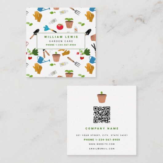 ガーデニングツールプラントガーデナー子供部屋 スクエア名刺 (正面/裏面)