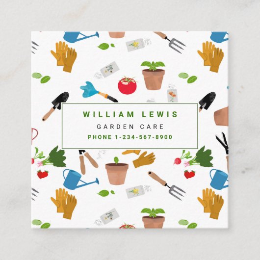 ガーデニングツールプラントガーデナー子供部屋 スクエア名刺 (正面)