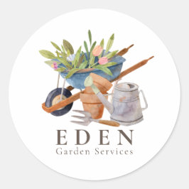 ガーデニングツール手押し車の水彩事業 ラウンドシール
