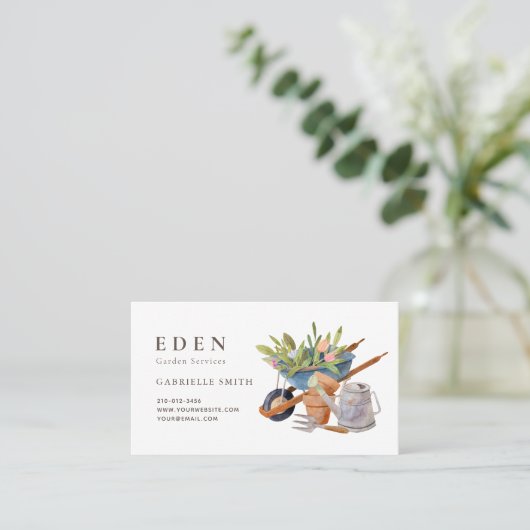 ガーデニングツール水彩名刺 名刺 (スタンド正面)