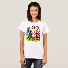 ガーデニングバニー – かわいいピクセルアート自然デザイン Tシャツ