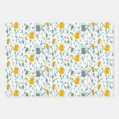 ガーデニングパターン散水缶花ガーデンギフト ラッピングペーパーシート (正面3)