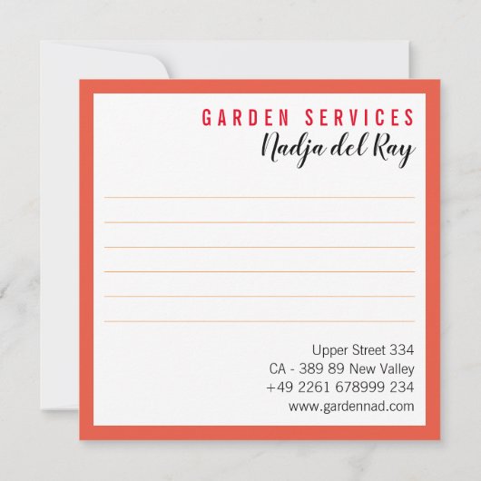 ガーデニングビジネスカードワイルドバラ 招待状 (裏面)