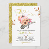 ガーデニングピンクパンプキン秋インラブブライダルシャワー 招待状 (正面/裏面)