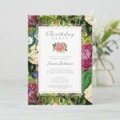 ガーデニングレディ60thバースデーパーティーヴィンテージフローラ 招待状 (スタンド正面)