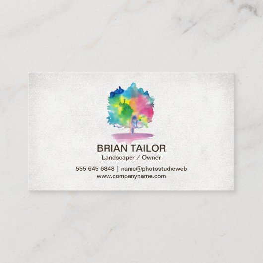 ガーデニングロゴ | 水彩ツリー名刺 名刺 (裏面)