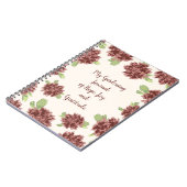 ガーデニング喜びと感謝 – 赤いデイジーのフレーム。  ノートブック (左側)