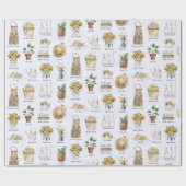 ガーデニング必要不可欠な水の色ひまわりパターン ラッピングペーパー (フラット)