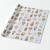 ガーデニング必要不可欠な水の色ひまわりパターン ラッピングペーパー (アンロールド)