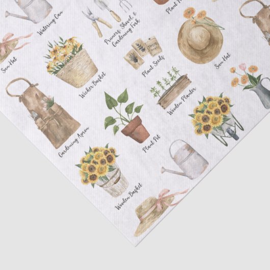 ガーデニング必要不可欠な水の色ひまわりパターン 薄葉紙 (詳細)