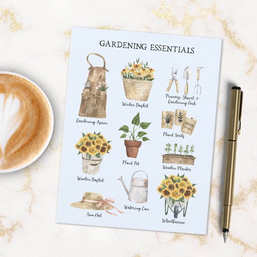 ガーデニング必須ひまわりガーデンのツール青 ポストカード