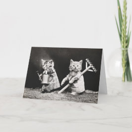 ガーデニング猫ちゃん | Rakeとの子猫 カード