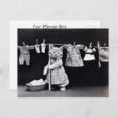 ガーデニング猫ちゃん | Rakeとの子猫 ポストカード (正面/裏面)