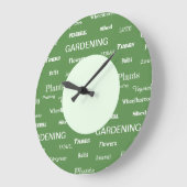 ガーデニング用語のガーデンテーマパターン グリーン ラージ壁時計 (傾斜)
