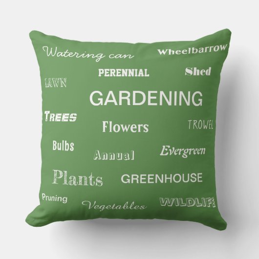 ガーデニング用語の枕 ガーデナー 緑の庭の愛好家 クッション (正面)
