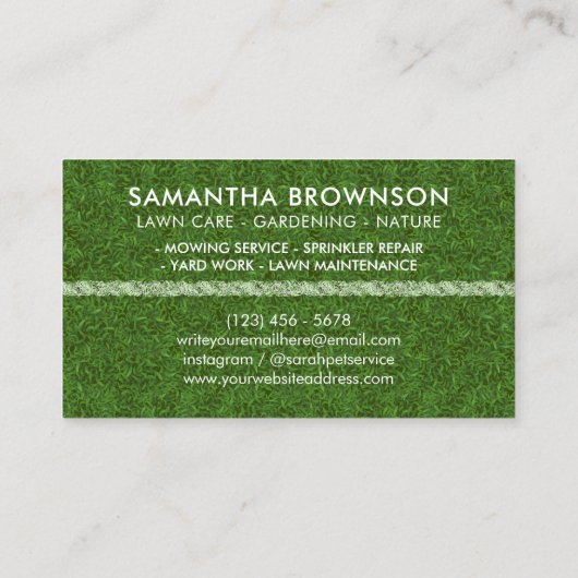 ガーデニング芝生の芝生サッカー風景 名刺 (裏面)