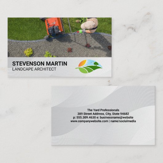 ガーデニング草刈り芝生 | 造園ロゴ 名刺 (正面/裏面)