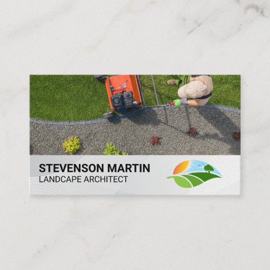ガーデニング草刈り芝生 | 造園ロゴ 名刺 (正面)