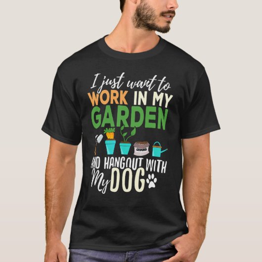 ガーデニング ペット 植物 犬 庭師 庭園 Tシャツ (正面)