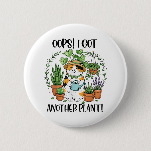 ガーデニング 植え付け 猫 おっとまた植物を手に入れてしまった 缶バッジ (正面)