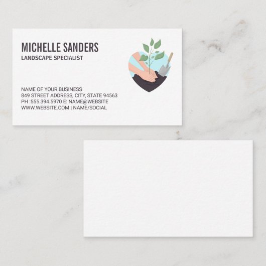 ガーデニング |植樹のロゴ 名刺 (正面/裏面)