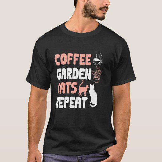 ガーデニング 猫 ガーデナー コーヒー 庭 ネコ Tシャツ (正面)