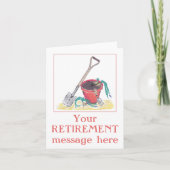 ガーデニン絵を描グの退職時の折り畳み挨拶状 カード (正面)