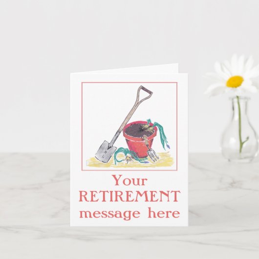 ガーデニン絵を描グの退職時の折り畳み挨拶状 カード (小さな植物)