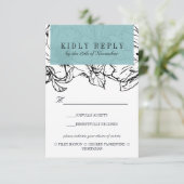 ガーデモダンン |ターコイズ結婚の食事の選択RSVP 出欠カード (スタンド正面)