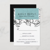 ガーデモダンン |ターコイズ結婚の食事の選択RSVP 出欠カード (正面/裏面)