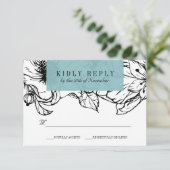 ガーデモダンン |ターコイズ |フローラウェディングRSVP 出欠カード (スタンド正面)