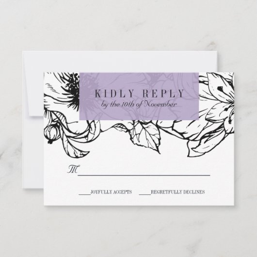 ガーデモダンン |ラベンダー |フローラウェディングRSVP 出欠カード (正面)