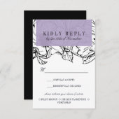 ガーデモダンン |ラベンダ結婚ーの食事の選択RSVP 出欠カード (正面/裏面)