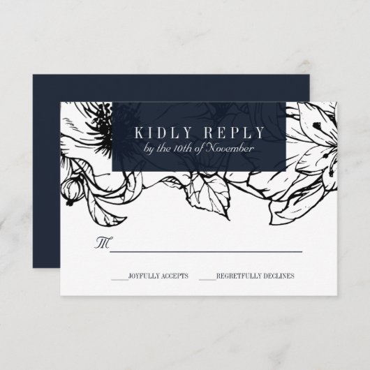 ガーデモダンン |青 |フローラウェディングRSVP 出欠カード (正面/裏面)