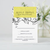 ガーデモダンン |黄色結婚の食事の選択RSVP 出欠カード (スタンド正面)