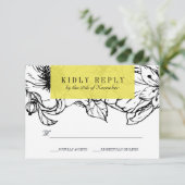 ガーデモダンン |黄色 |フローラウェディングRSVP 出欠カード (スタンド正面)