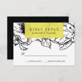 ガーデモダンン |黄色 |フローラウェディングRSVP 出欠カード (正面/裏面)