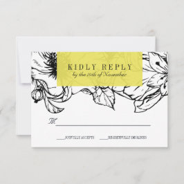 ガーデモダンン |黄色 |フローラウェディングRSVP 出欠カード